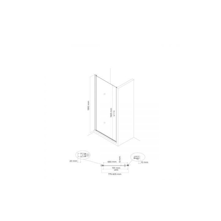 Oltens Rinnan drzwi prysznicowe 80 cm wnękowe szkło przezroczyste - czarny mat 