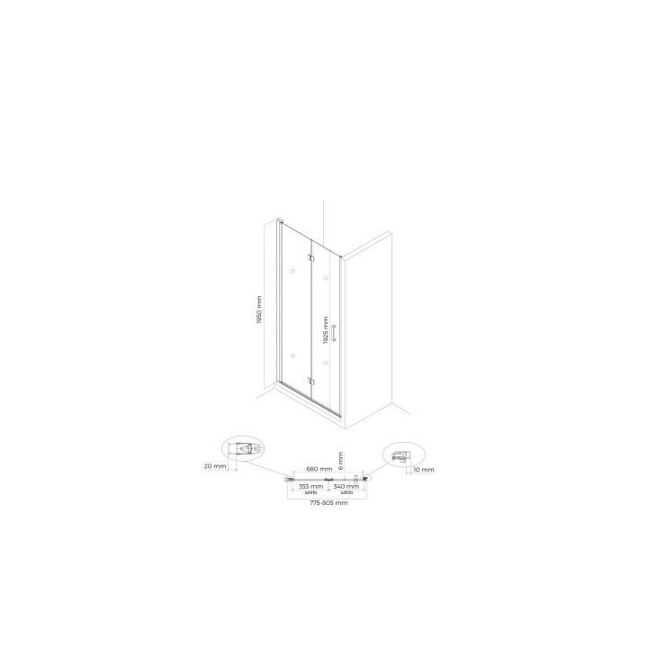 Oltens Hallan kabina prysznicowa 80x90 cm  prostokątna czarny mat/szkło przezroczyste drzwi ze ścianką