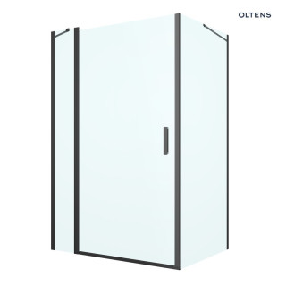 Oltens Verdal kabina prysznicowa 120x100 cm protokątna czarny mat/szkło przezroczyste drzwi ze ścianką