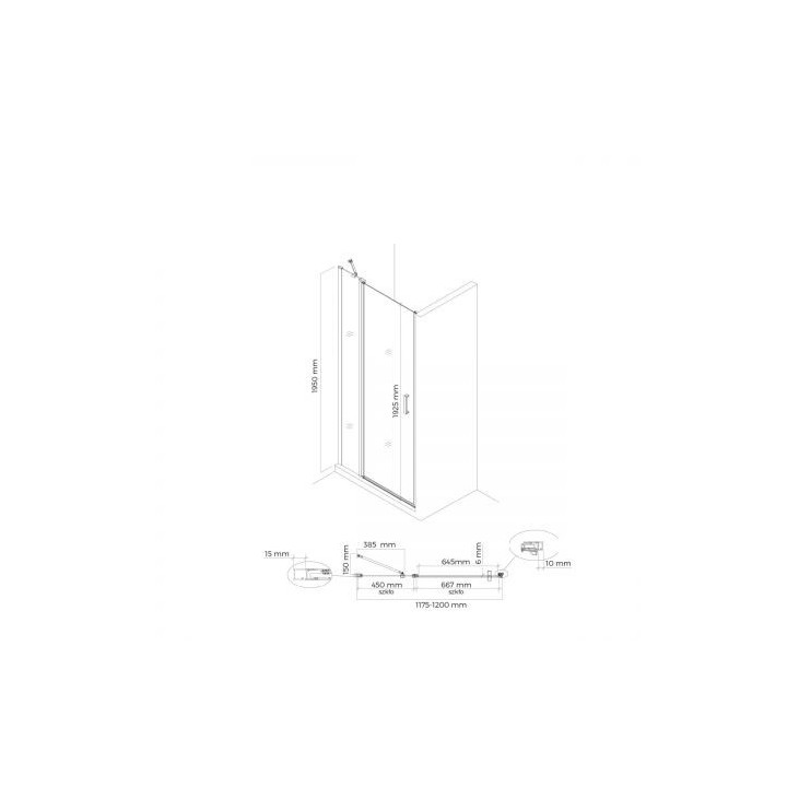 Oltens Verdal kabina prysznicowa 120x100 cm protokątna czarny mat/szkło przezroczyste drzwi ze ścianką