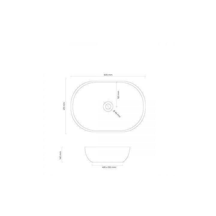 Oltens Hamnes Thin umywalka nablatowa owalna 60,5 x 41,5 cm - czarny mat