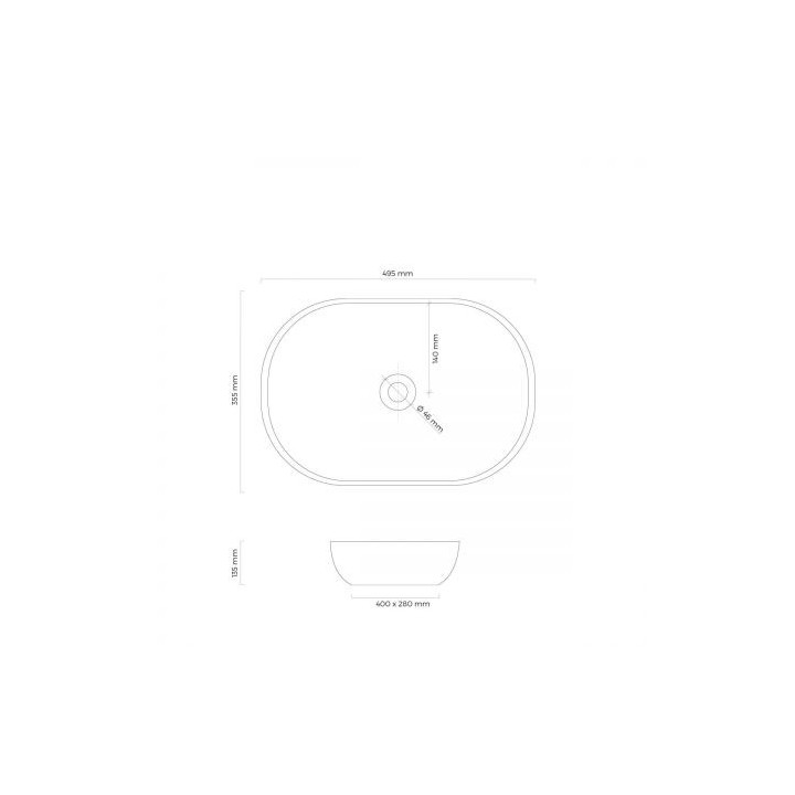 Oltens Hamnes Thin umywalka nablatowa owalna 49,5 x 35,5 cm czarny mat  z powłoką Oltens SmartClean