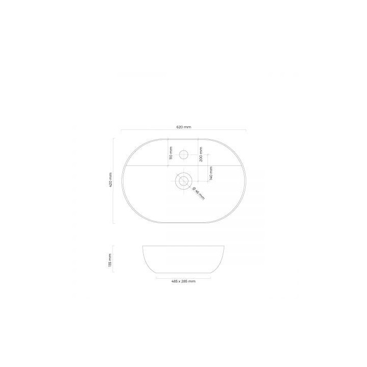 Oltens Hamnes Thin umywalka nablatowa z otworem na baterię owalna 62 x 42 cm czarny mat  z powłoką Oltens SmartClean 