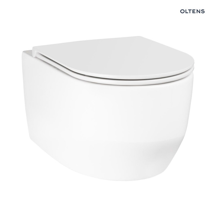 Oltens Holsted miska WC wisząca PureRim z deską wolnoopadająca - biała