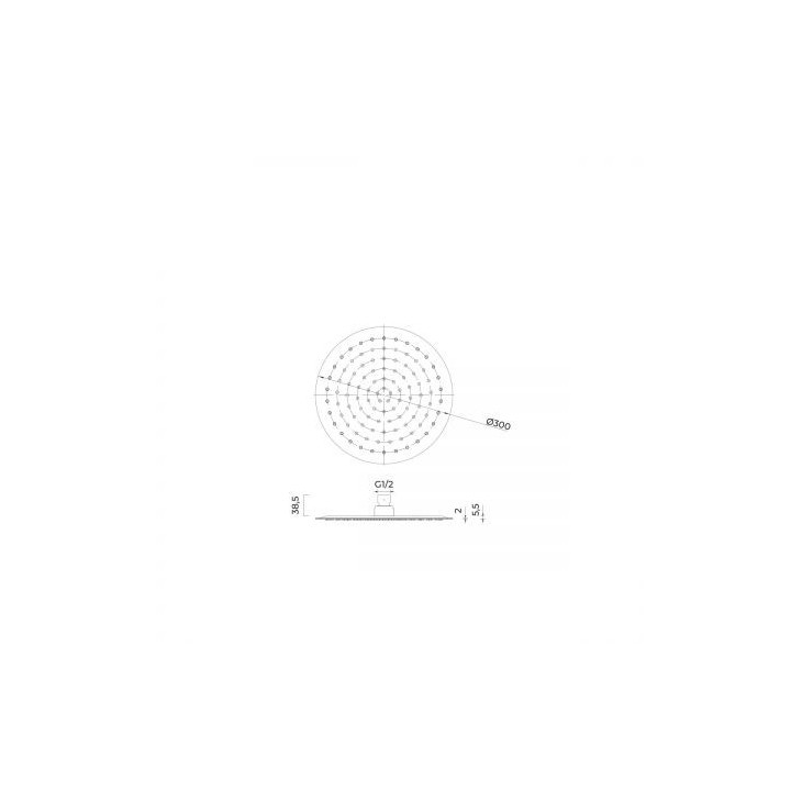 Oltens Vindel deszczownica 30 cm okrągła - złoto szczotkowane