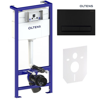 Zestaw Oltens Triberg Torne 5w1 stelaż podtynkowy z przyciskiem spłukującym - czarny mat