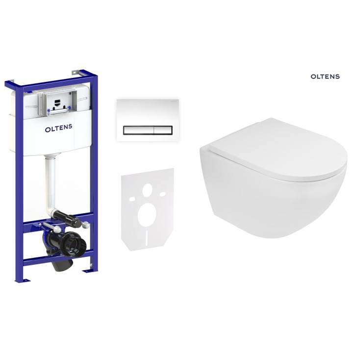 Zestaw Oltens Triberg Hamnes Torne 7w1 stelaż podtynkowy miska z deską 42514000 i przycisk spłukujący chrom błyszczący