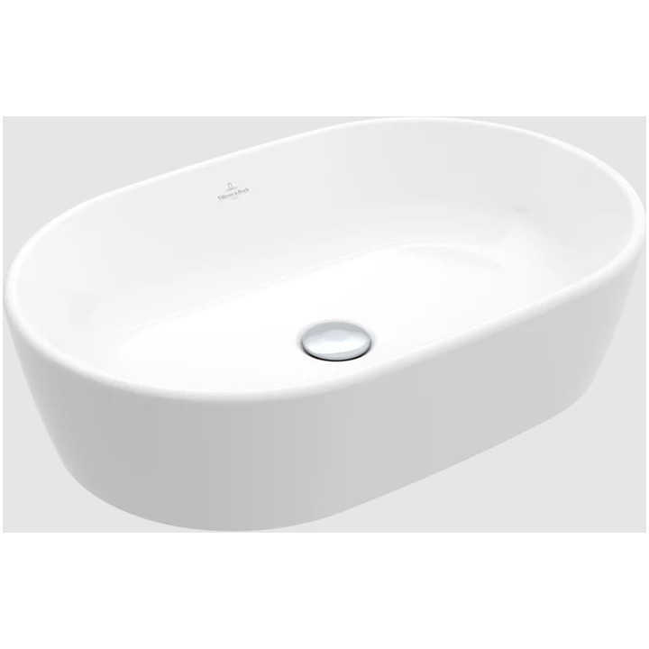 Architectura Umywalka stojąca na blacie, 600 x 400 x 155 mm, Weiss Alpin, z przelewem