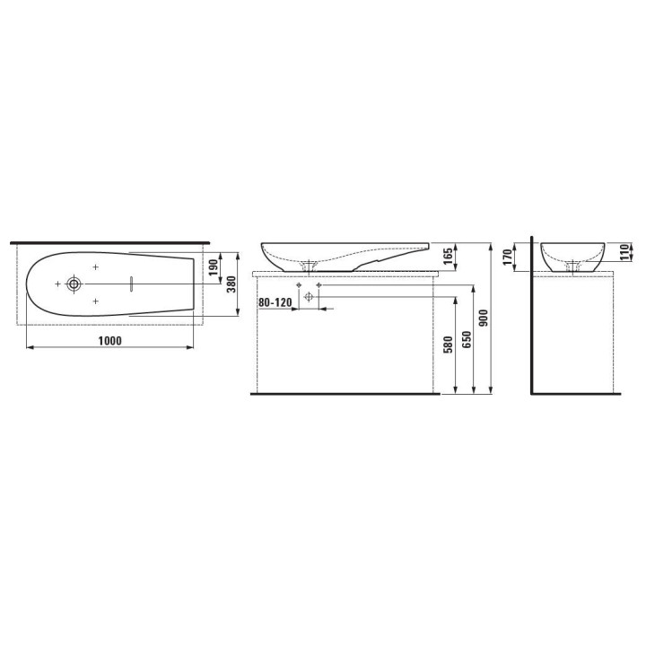 Umywalka ścienna podwójna Laufen, jednokomorowa, 1200x420mm, SaphirKeramik, biała