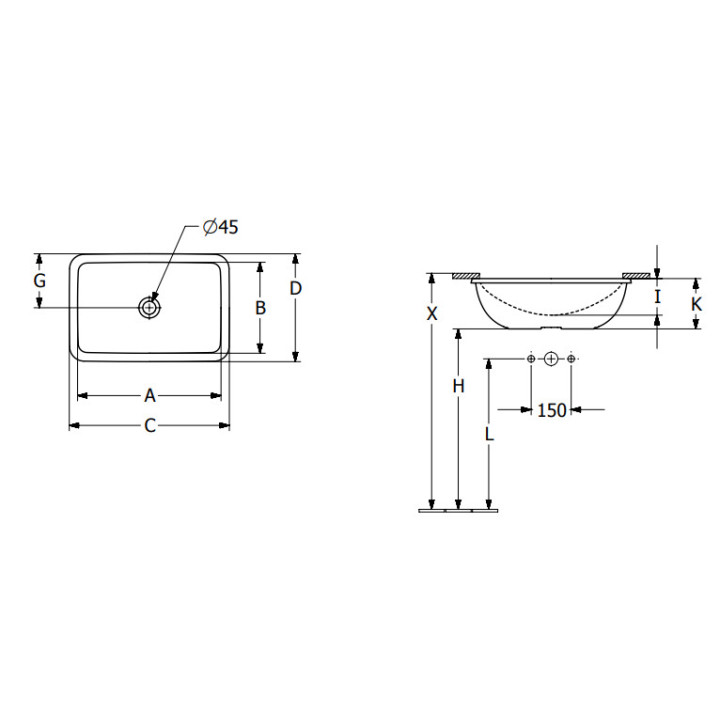 Loop & Friends Umywalka podblatowa, 540 x 340 x 185 mm, Stone White CeramicPlus, z przelewem