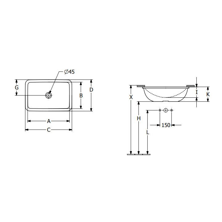 Loop & Friends Umywalka podblatowa, 615 x 380 x 185 mm, Weiss Alpin, bez przelewu