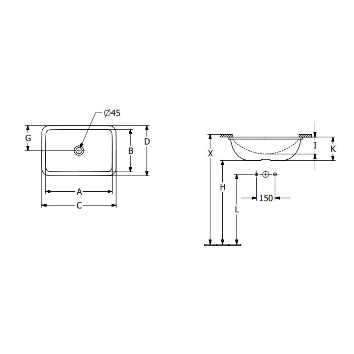 Loop & Friends Umywalka podblatowa, 615 x 380 x 185 mm, Weiss Alpin CeramicPlus, bez przelewu