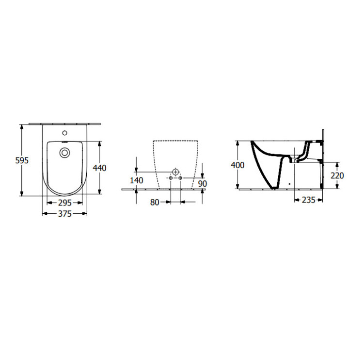 Bidet Villeroy & Boch/Subway 3.0, stojący, 370 x 600 mm, Weiss Alpin CeramicPlus