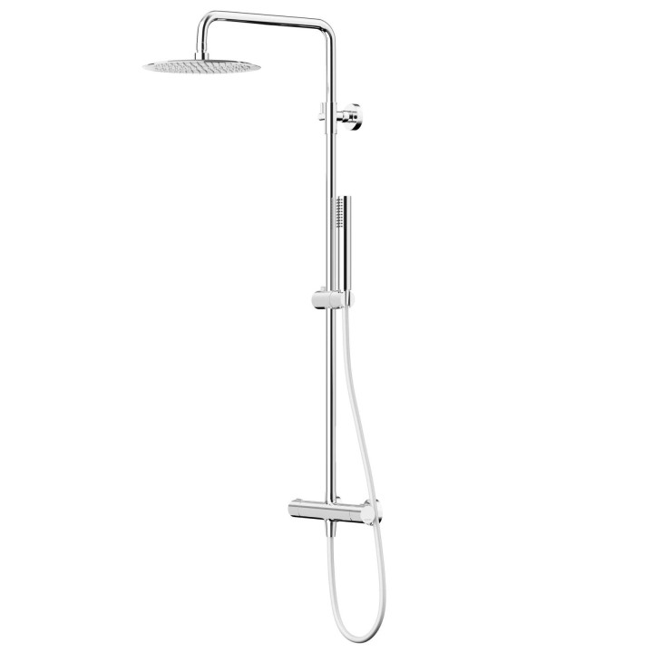 Natryskowa kolumna prysznicowa Corsan Lugo chrom okrągła deszczownica z baterią termostatyczną