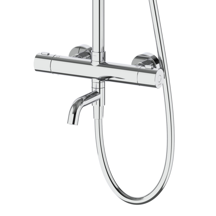 Natryskowa kolumna prysznicowa Corsan Lugo chrom CMN01TCHW okrągła deszczownica z baterią termostatyczną i obrotową wylewką wann