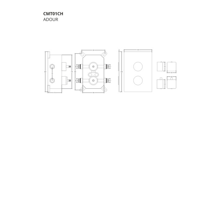 Prysznicowa bateria podtynkowa z boxem montażowym Corsan chrom z termostatem