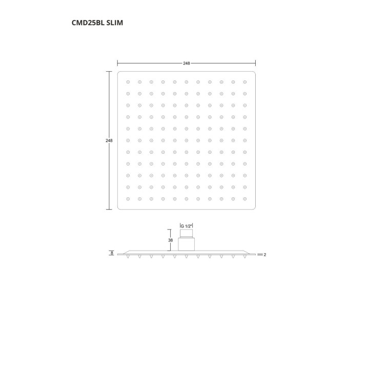 Deszczownica natryskowa Corsan stalowa czarna kwadratowa 25 cm
