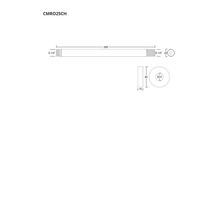 Ramię prysznicowe sufitowe do deszczownicy natryskowej Corsan 25 cm chrom