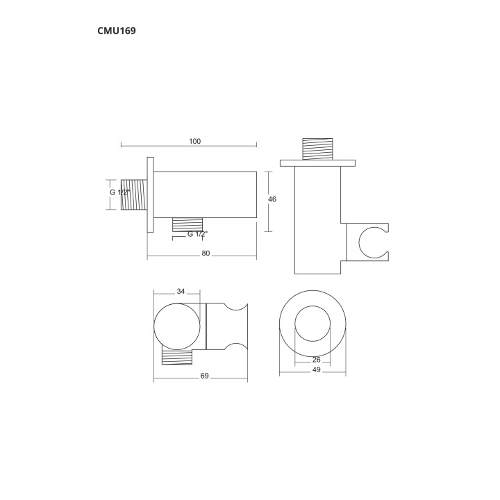 Uchwyt prysznicowy Corsan czarny z przyłączem do słuchawki prysznicowej