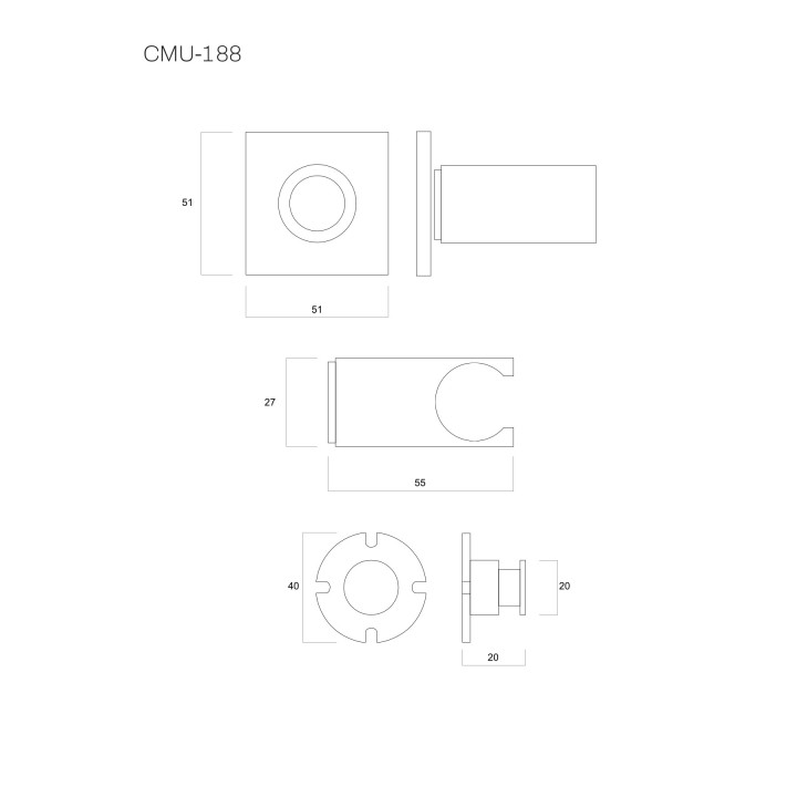 Uchwyt prysznicowy Corsan do słuchawki prysznicowej chromowany