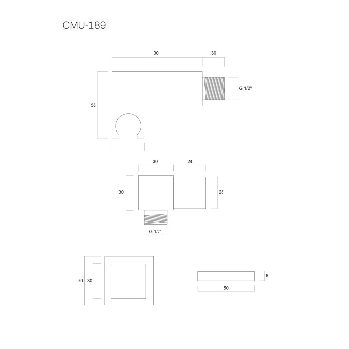 Uchwyt prysznicowy Corsan z przyłączem do słuchawki prysznicowej