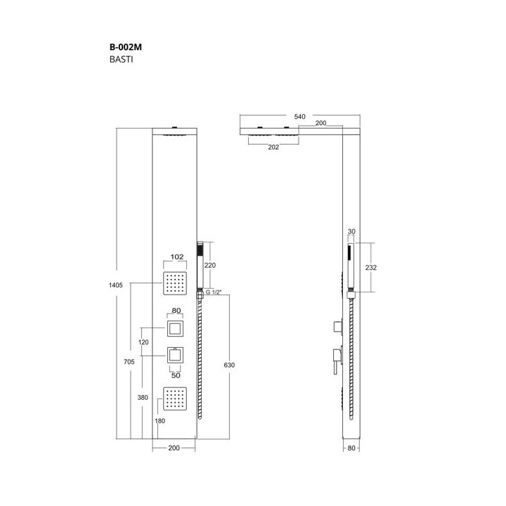 Panel prysznicowy Corsan Basti bambusowy z czarnym wykończeniem