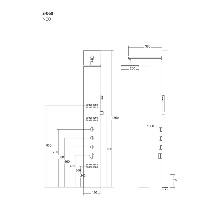 Panel prysznicowy Corsan Neo z termostatem