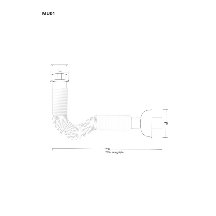 Odpływ harmonijkowy elastyczny do umywalki Corsan 