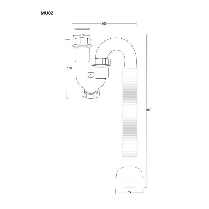 Syfon harmonijkowy elastyczny do umywalki Corsan 