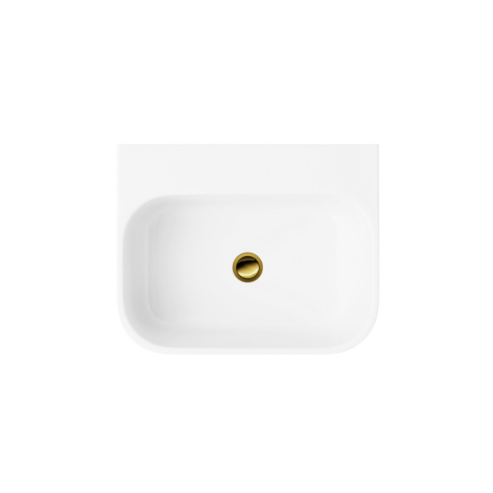 Stojąca umywalka akrylowa Corsan Olia biała z syfonem i korkiem złotym