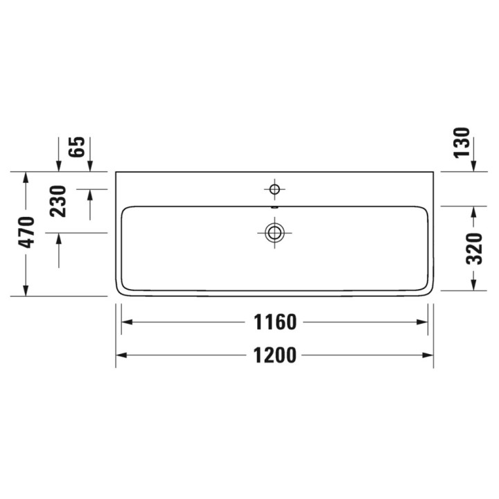 Umywalka meblowa 120x47cm, Duravit Qatego - Biały błyszczący (HyG) 