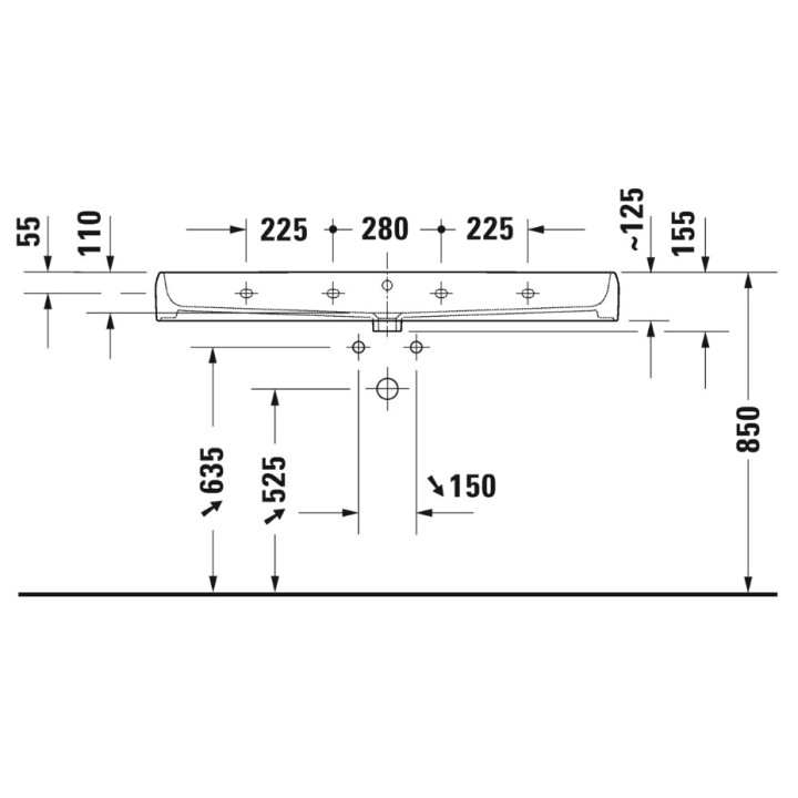 Umywalka meblowa 120x47cm, Duravit Qatego - Biały błyszczący (HyG) 
