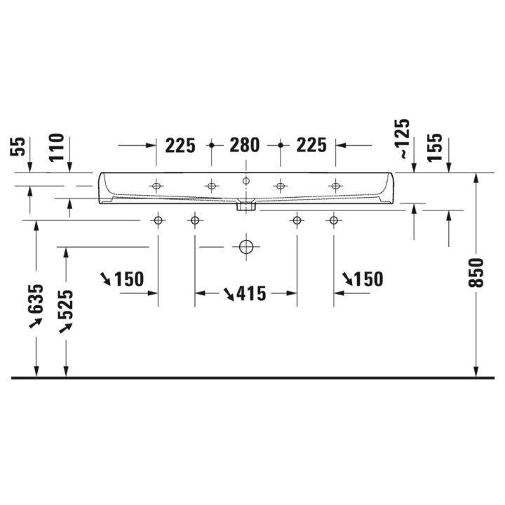 Umywalka meblowa 120x47cm, Duravit Qatego - Biały błyszczący (HyG) 