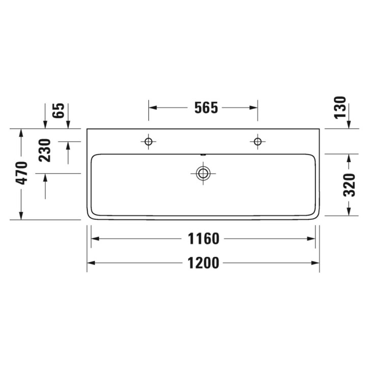 Umywalka meblowa 120x47cm, Duravit Qatego - Biały błyszczący