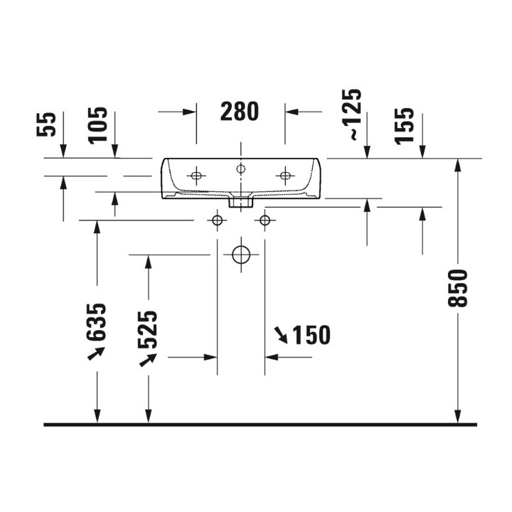 Umywalka szlifowana 50x42cm, Duravit Qatego - Biały błyszczący