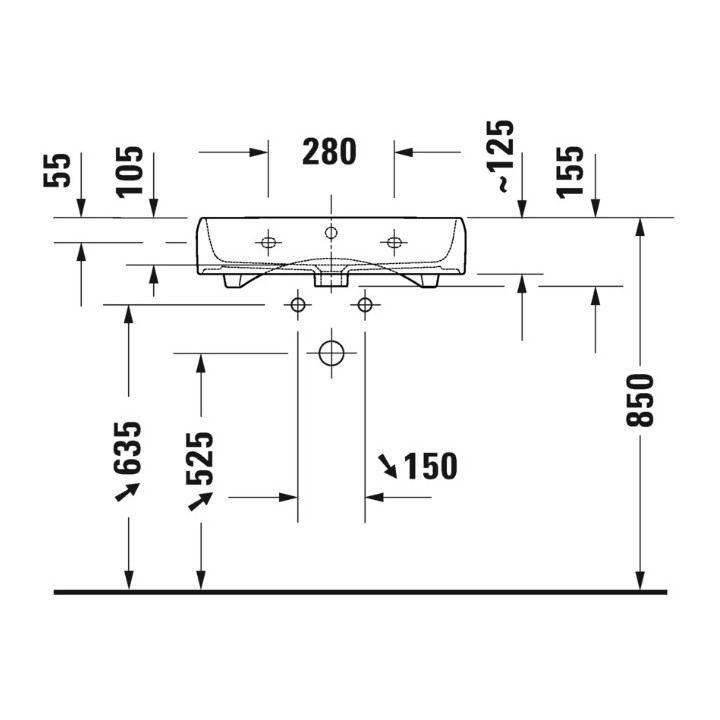Umywalka szlifowana 60x47cm, Duravit Qatego - Biały błyszczący