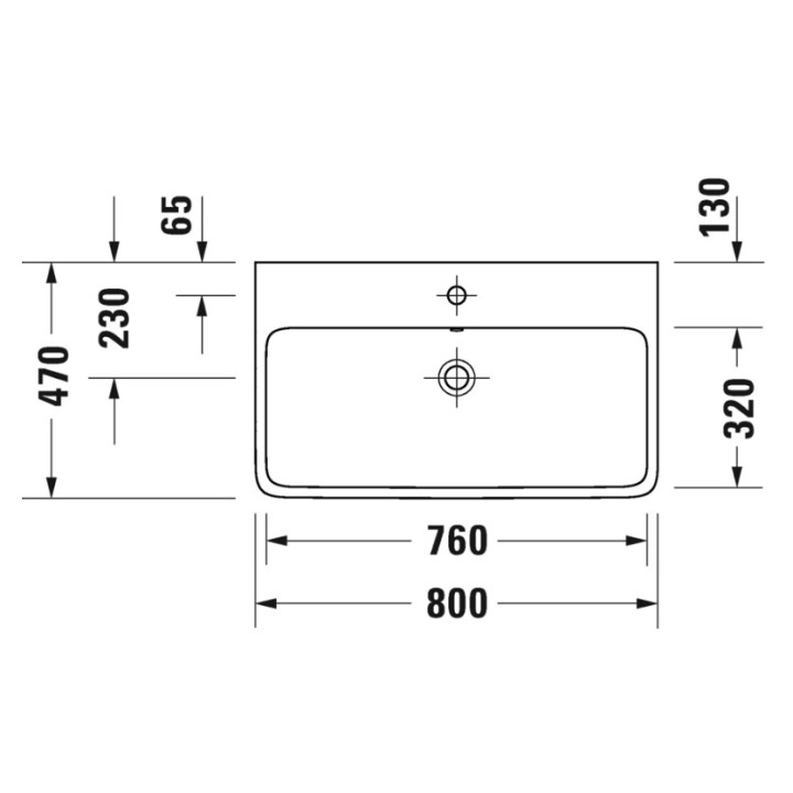 Umywalka szlifowana 80x47cm, Duravit Qatego - Biały błyszczący (HyG)