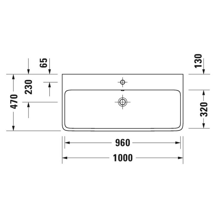 Umywalka szlifowana 100x47cm, Duravit Qatego - Biały błyszczący (HyG) 