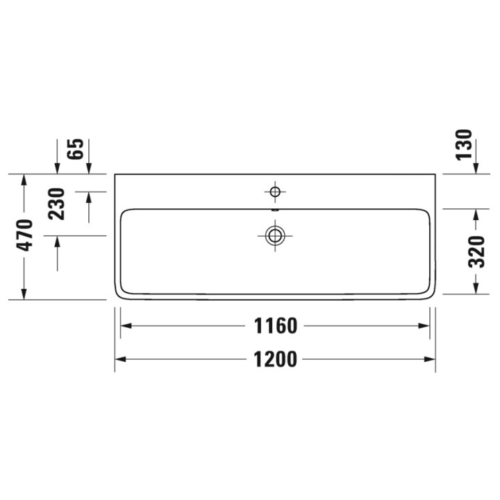 Umywalka szlifowana 120x47cm, Duravit Qatego - Biały błyszczący (HyG)