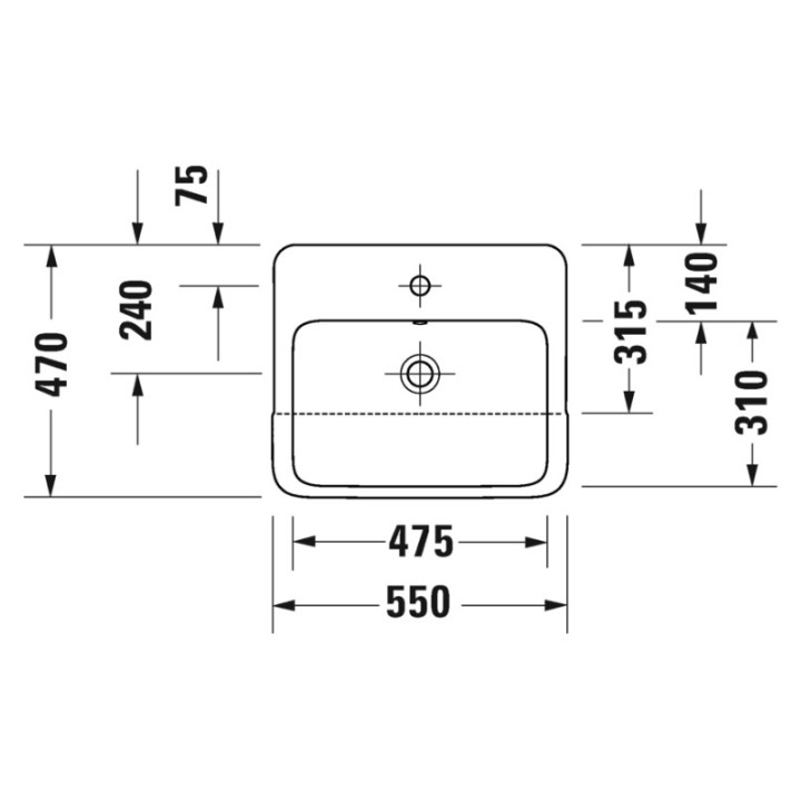 Umywalka półblatowa, 55x47cm, Duravit Qatego - Biały błyszczący (HyG) 