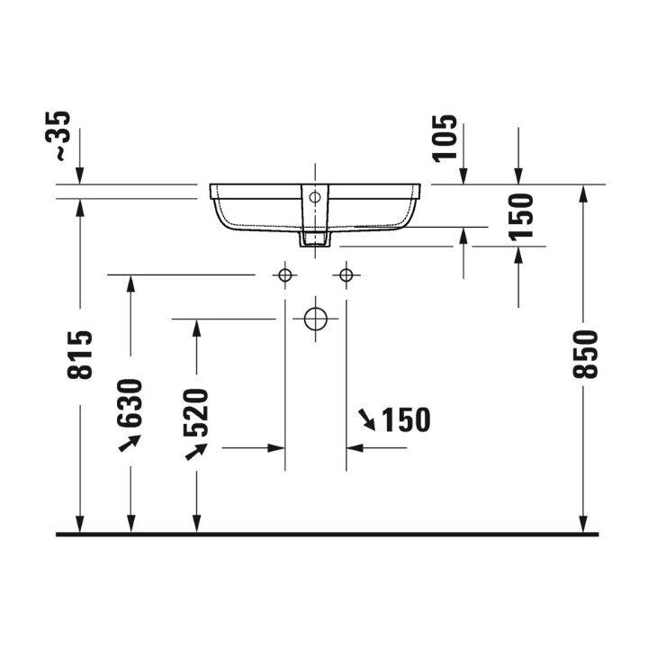 Umywalka blatowa, 48x32cm, Duravit Qatego - Biały błyszczący (HyG) 