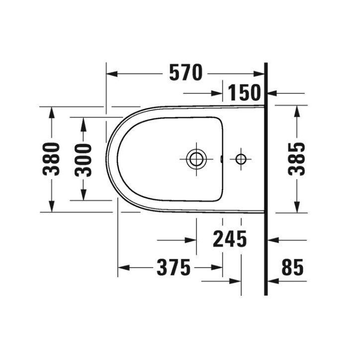 Bidet wiszący, 38,5x57cm, Duravit Qatego - Biały błyszczący