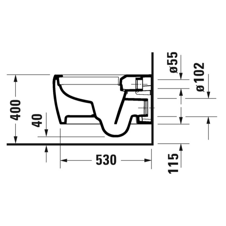 Miska toaletowa wisząca, 38,5x57cm, Duravit Qatego Rimless® - Biały błyszczący 