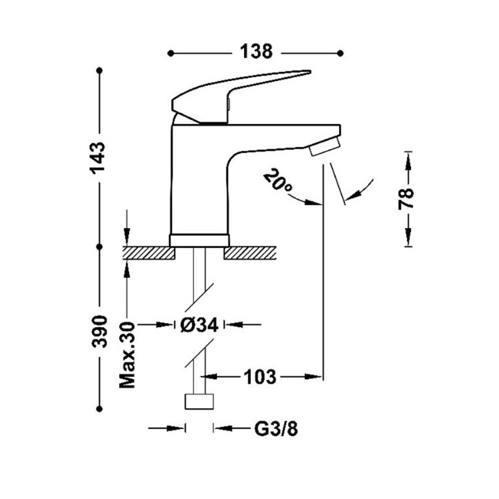 BASE PLUS Bateria jednouchwytowa umywalkowa - Czerń Matowa