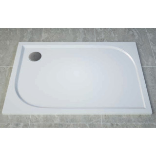  Brodzik konglomeratowy prostokątny, Sanswiss Tracy, 80x120cm - Biały 