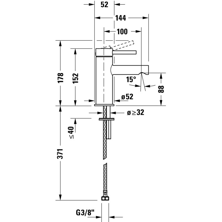 Jednouchwytowa bateria umywalkowa S Duravit Circle - Chrom błyszczący