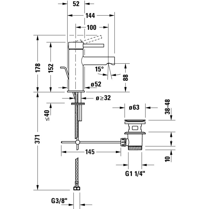 Jednouchwytowa bateria umywalkowa S MinusFlow, Duravit Circle - Chrom błyszczący