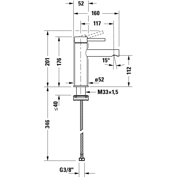 Jednouchwytowa bateria umywalkowa M FreshStart, Duravit Circle - Chrom błyszczący