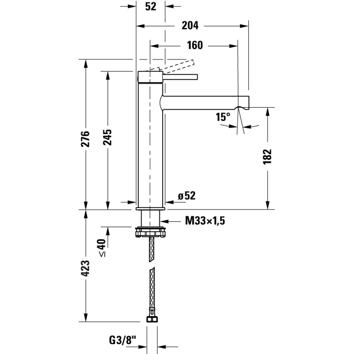 Jednouchwytowa bateria umywalkowa L , Duravit Circle - Chrom błyszczący