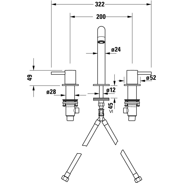 3-otworowa bateria umywalkowa, Duravit Circle - Chrom błyszczący